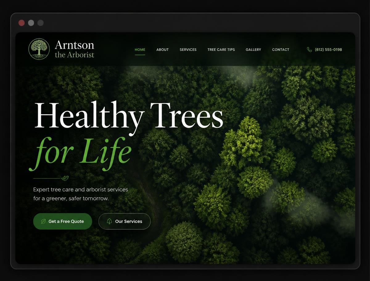 Arntson the Arborist - Website screenshot