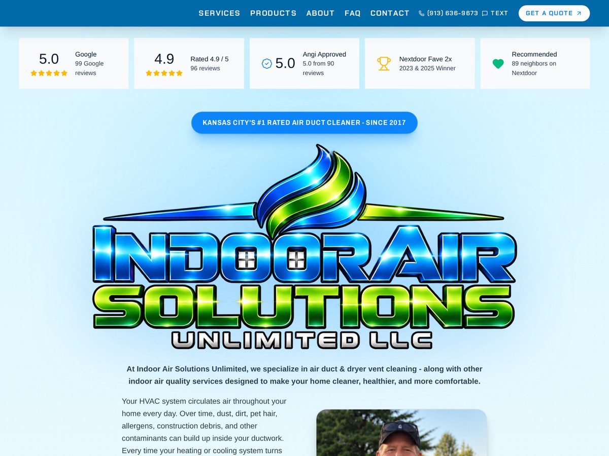 Indoor Air Solutions Unlimited - Website screenshot