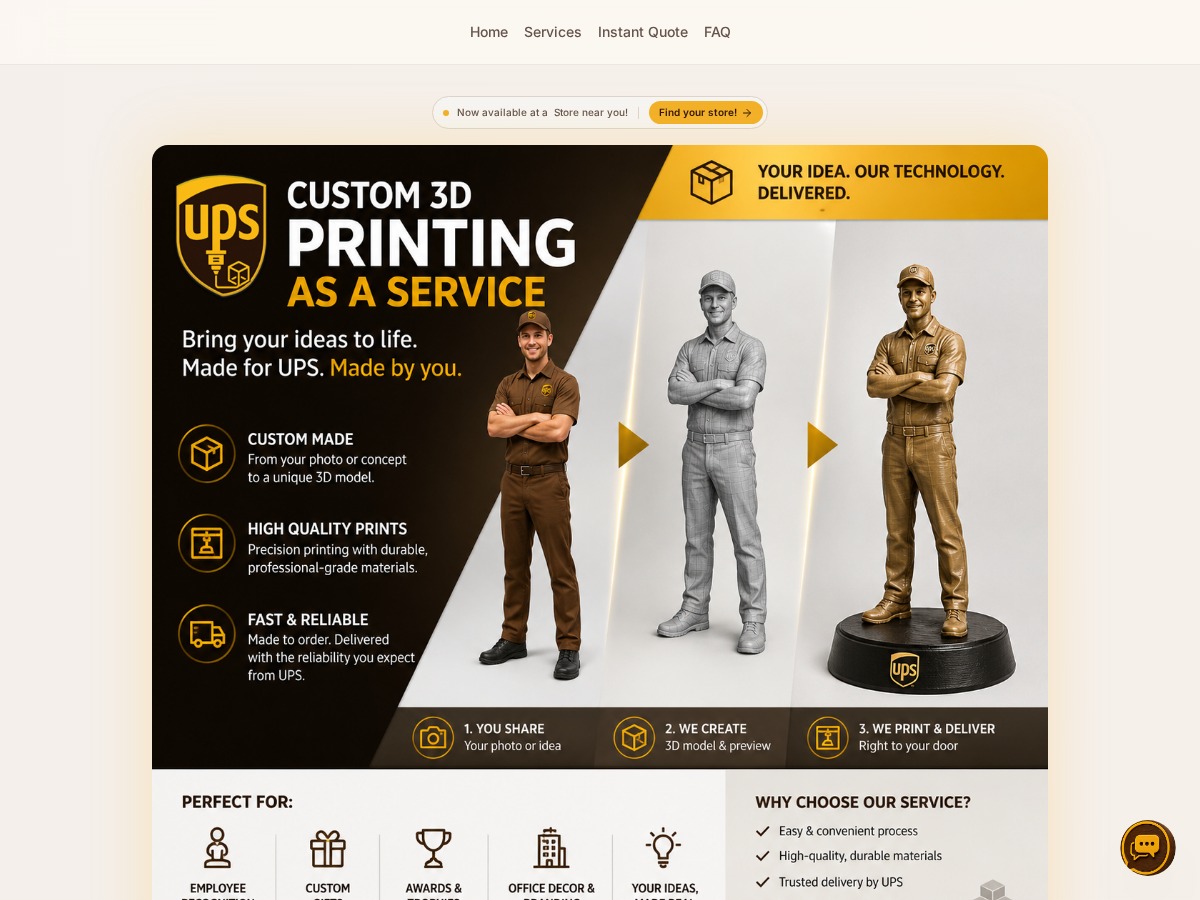 UPS Print3D - WEB PLATFORM/SAMPLE screenshot